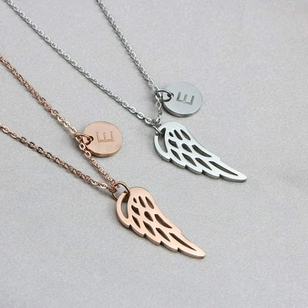 Angel Wing Initial Charm Necklace Angel Wing Initial Charm Necklace